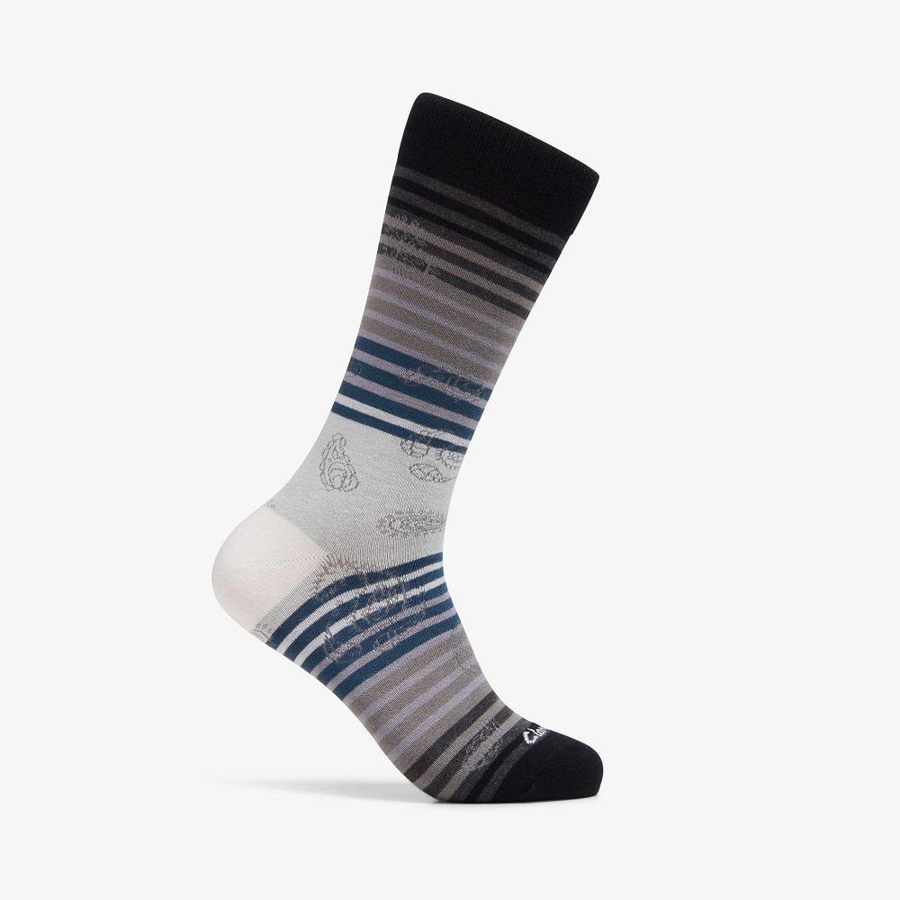 Grey Clarks Paisley Stripe Bamboo Men Socks | 2650GXKZB