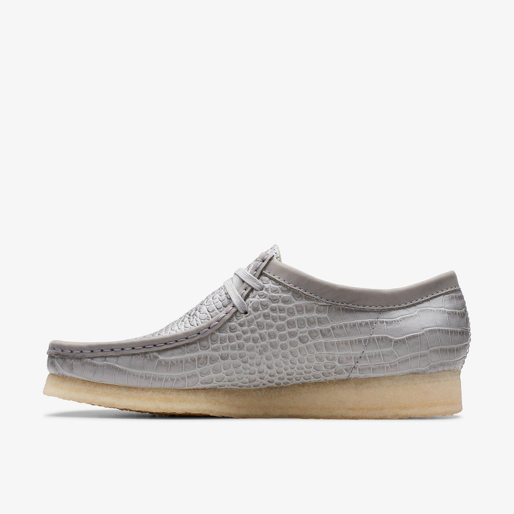 Grey Crocodile Print Clarks Wallabee Men Loafers | 5432YJMXR