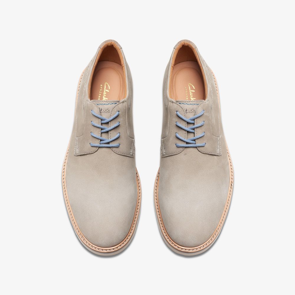 Grey Nubuck Clarks Atticus LT Lace Men Oxfords | 2803WFNBV