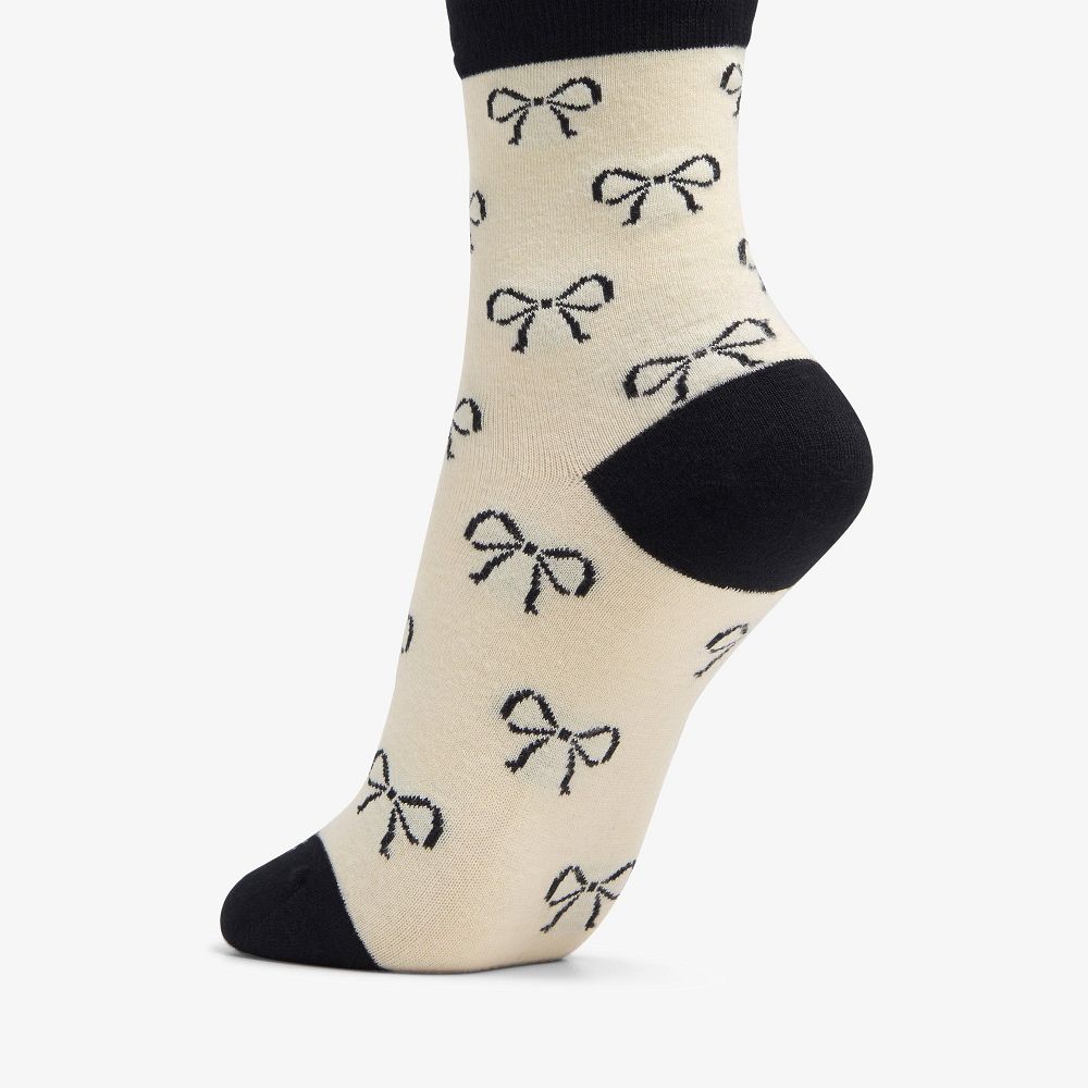 Ivory Clarks Bow Crew Bamboo Women Socks | 4970OBCYE