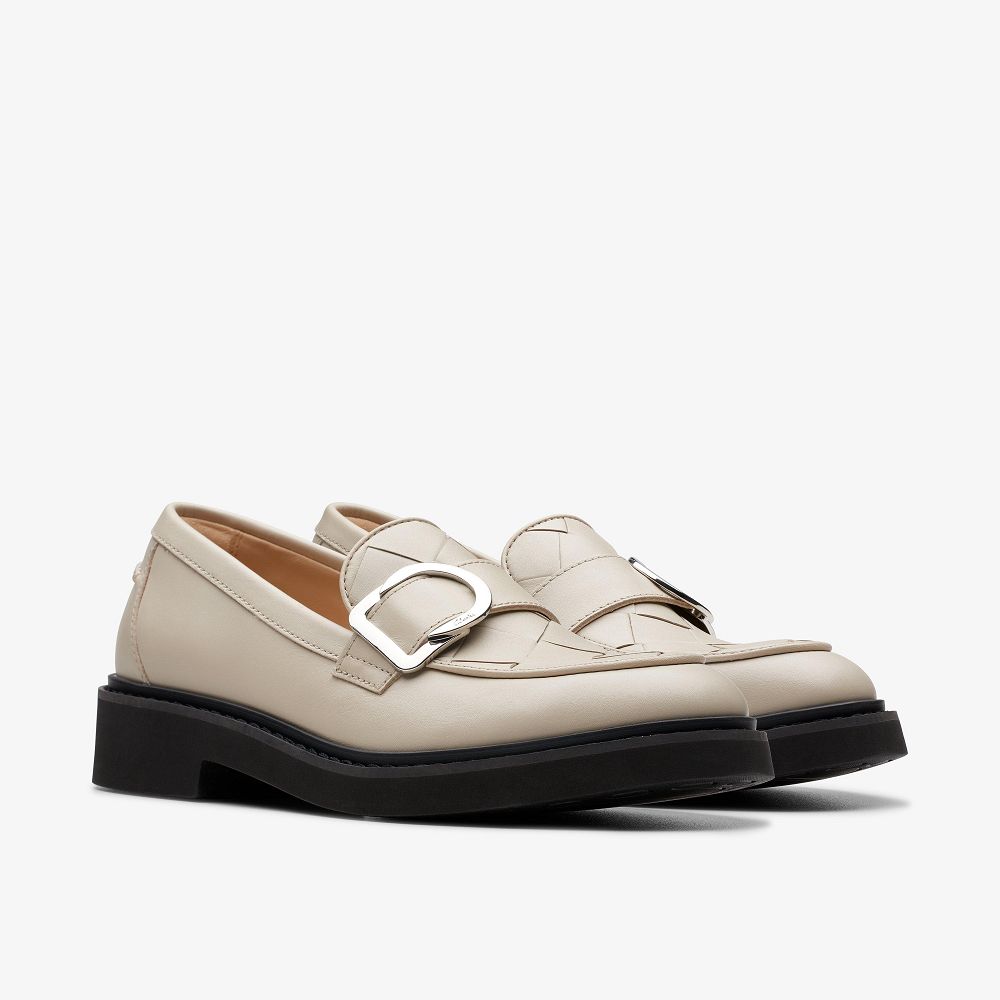 Ivory Leather Clarks SPLEND PENNY Women Loafers | 5814JZGCS