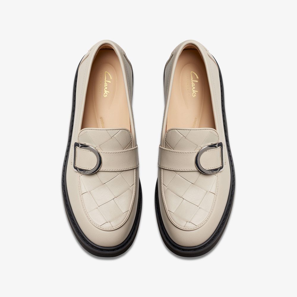 Ivory Leather Clarks SPLEND PENNY Women Loafers | 5814JZGCS