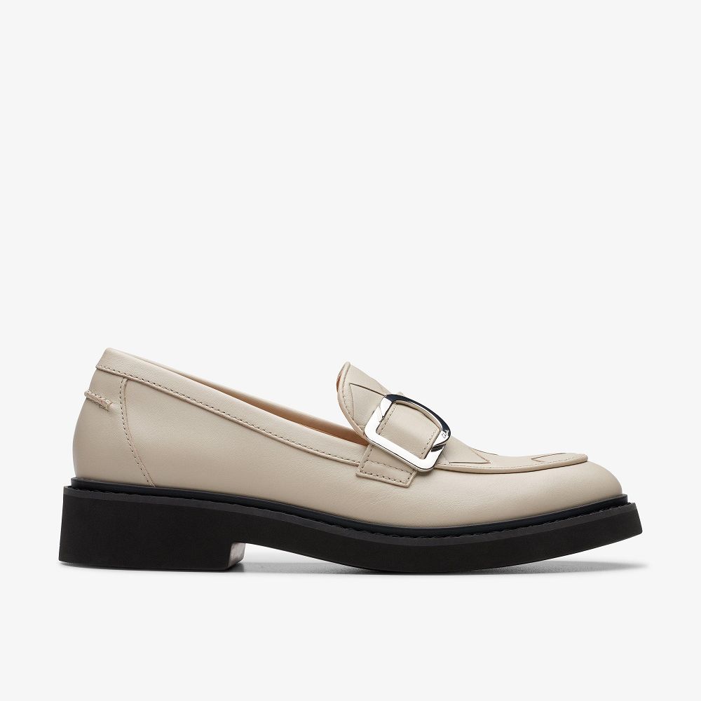 Ivory Leather Clarks SPLEND PENNY Women Loafers | 5814JZGCS