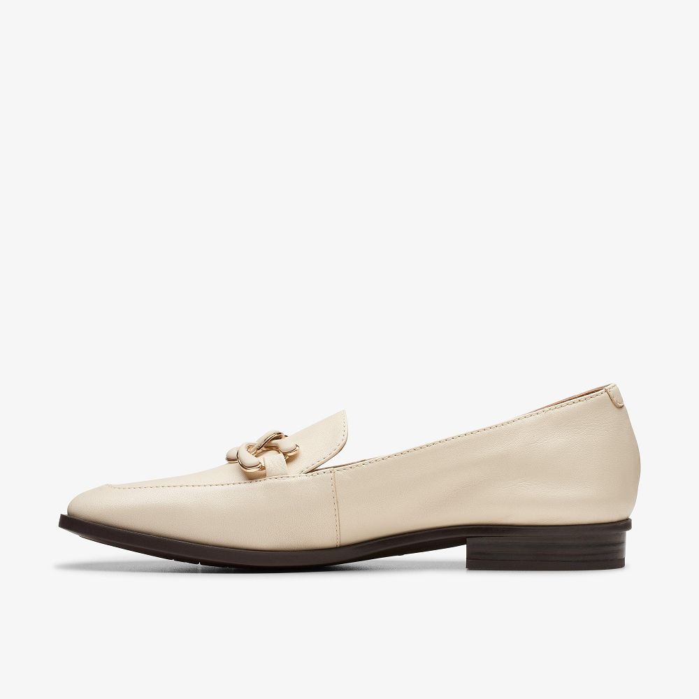 Ivory Leather Clarks Sarafyna Rae Women Loafers | 0823PGSVX