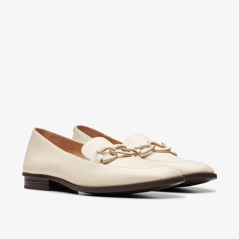 Ivory Leather Clarks Sarafyna Rae Women Loafers | 0823PGSVX