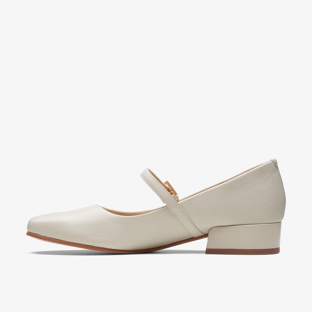 Ivory Leather Clarks Seren 30 Buckle Women Mary Janes | 2164HQAMN