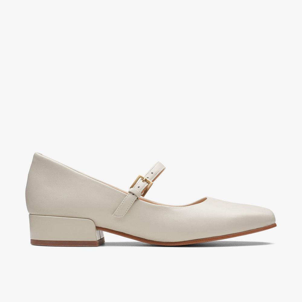 Ivory Leather Clarks Seren 30 Buckle Women Mary Janes | 2164HQAMN