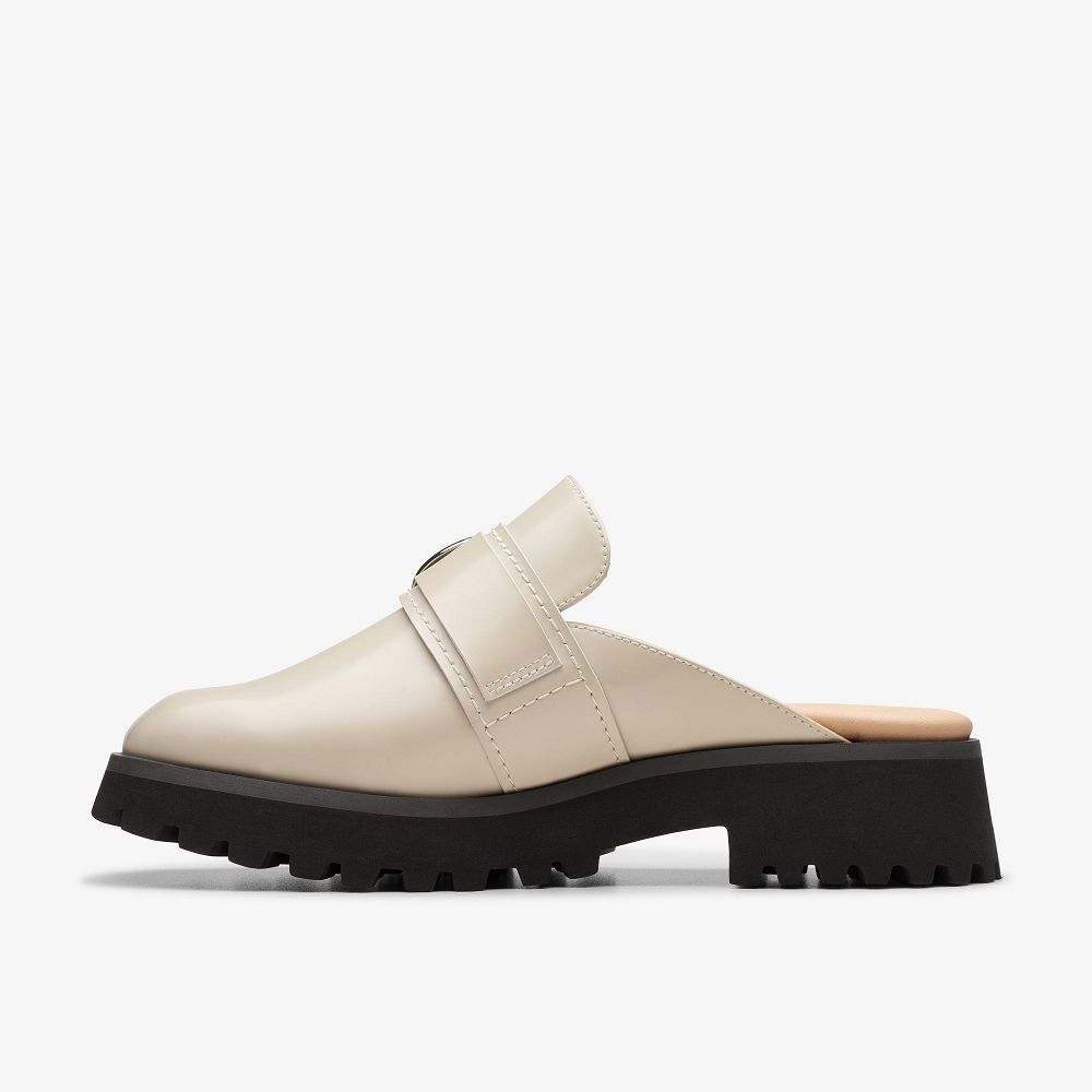 Ivory Leather Clarks Stayso Free Women Mules | 3915DAXKS