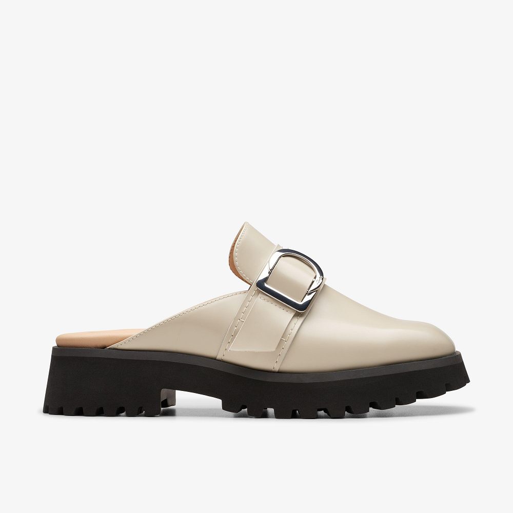 Ivory Leather Clarks Stayso Free Women Mules | 3915DAXKS