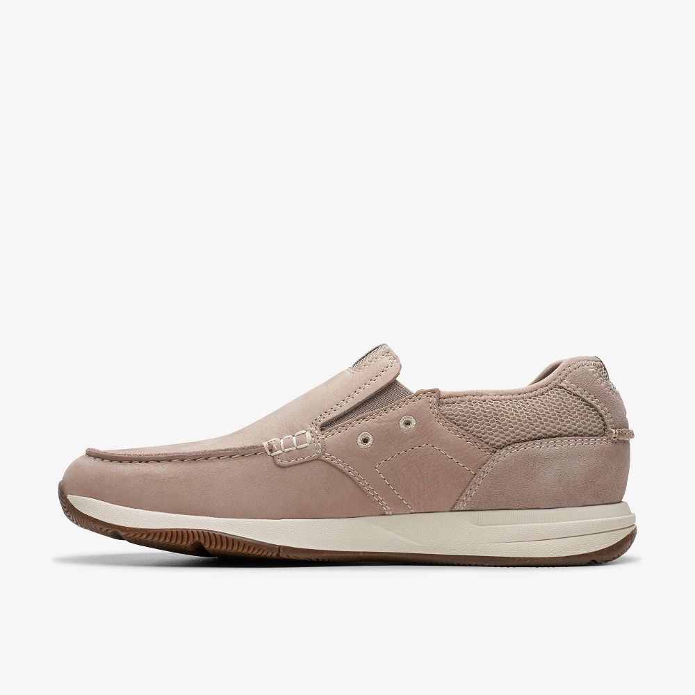 Light Grey Nubuck Clarks Sailview Step Men Boat Shoes | 0716DBKSO