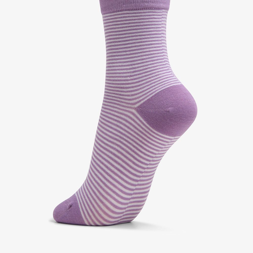 Light Purple Clarks Stripe Crew Bamboo Women Socks | 1835FGZBE