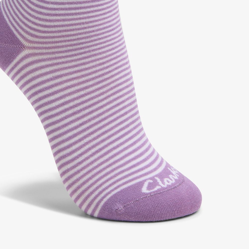 Light Purple Clarks Stripe Crew Bamboo Women Socks | 1835FGZBE