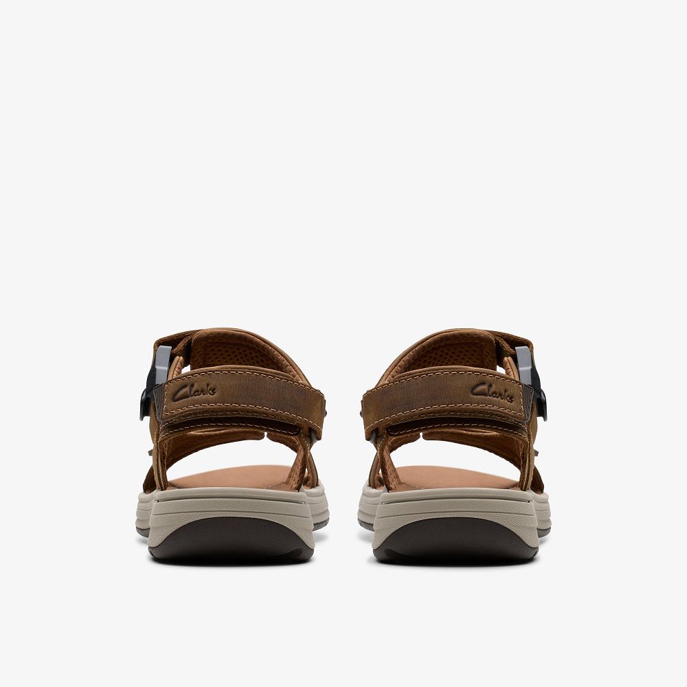 Light Tan Leather Clarks Saltway Trail Men Sandals | 9538LZXCK