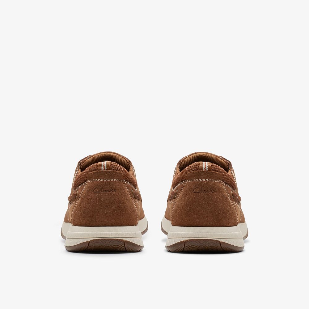 Light Tan Nubuck Clarks Sailview Lace Men Boat Shoes | 9610YVMNZ