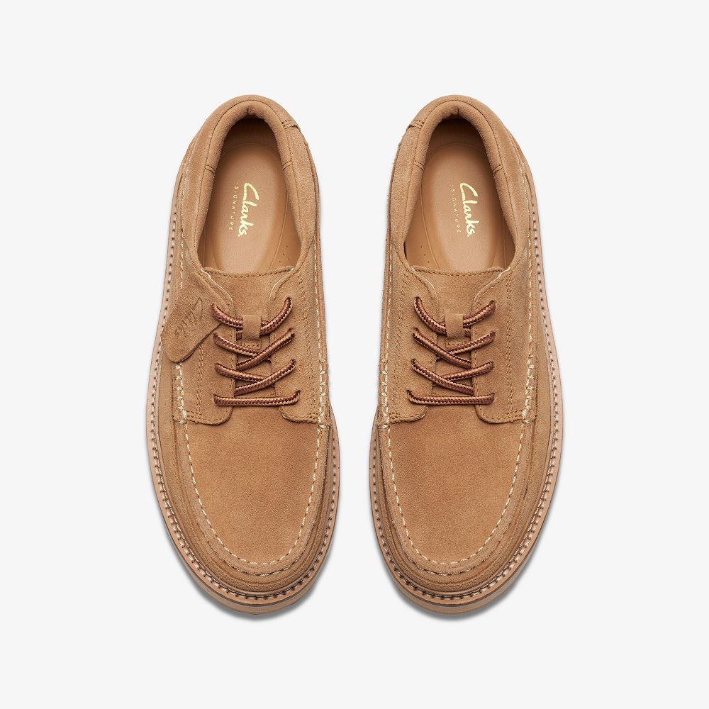 Light Tan Suede Clarks Clarkhill Lace Men Moccasins | 6719TJPBR