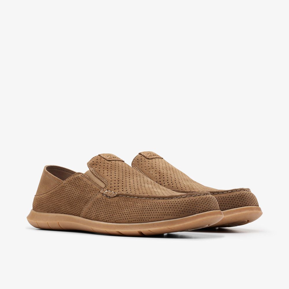 Light Tan Suede Clarks Flexway Easy Men Loafers | 9248WPKAJ