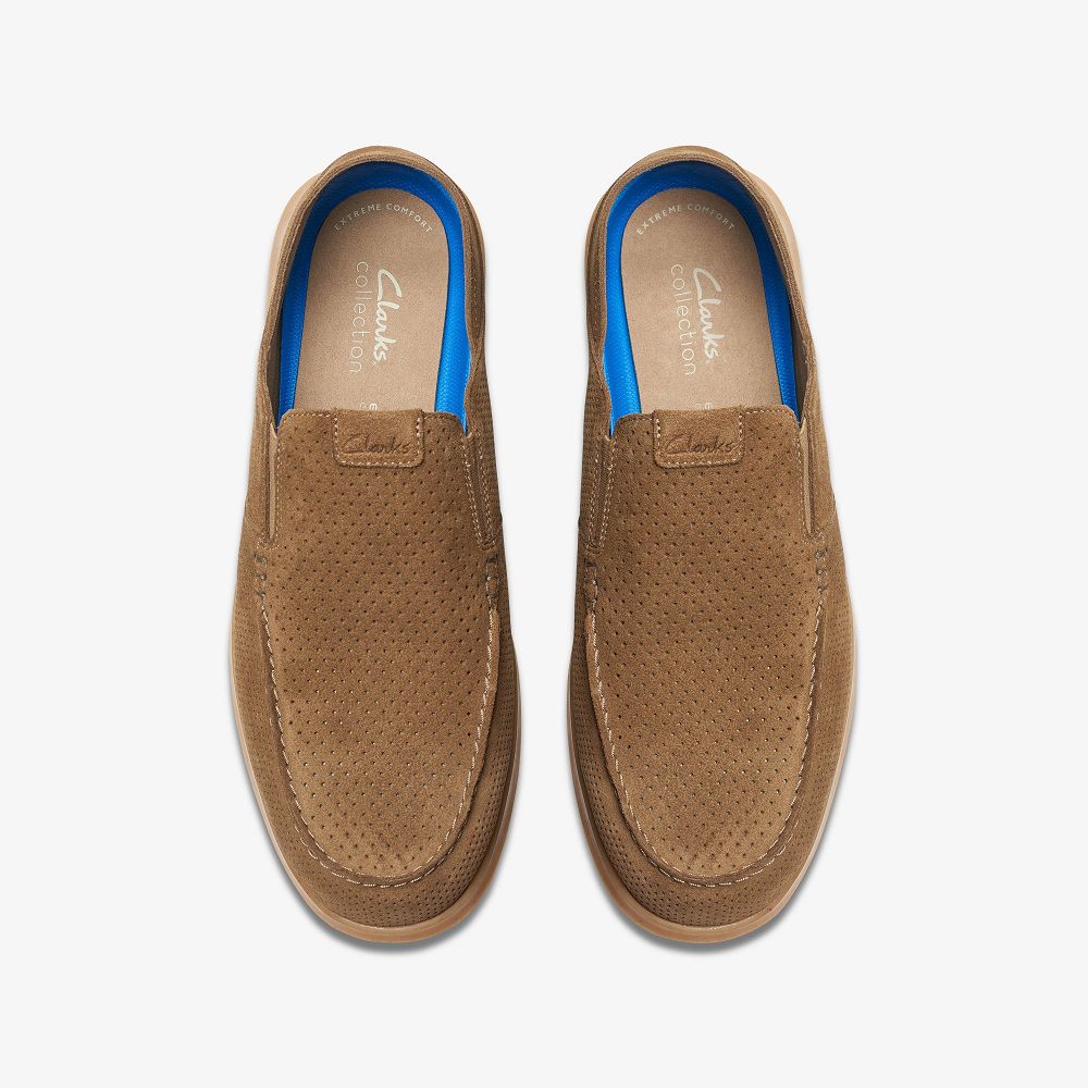 Light Tan Suede Clarks Flexway Easy Men Loafers | 9248WPKAJ