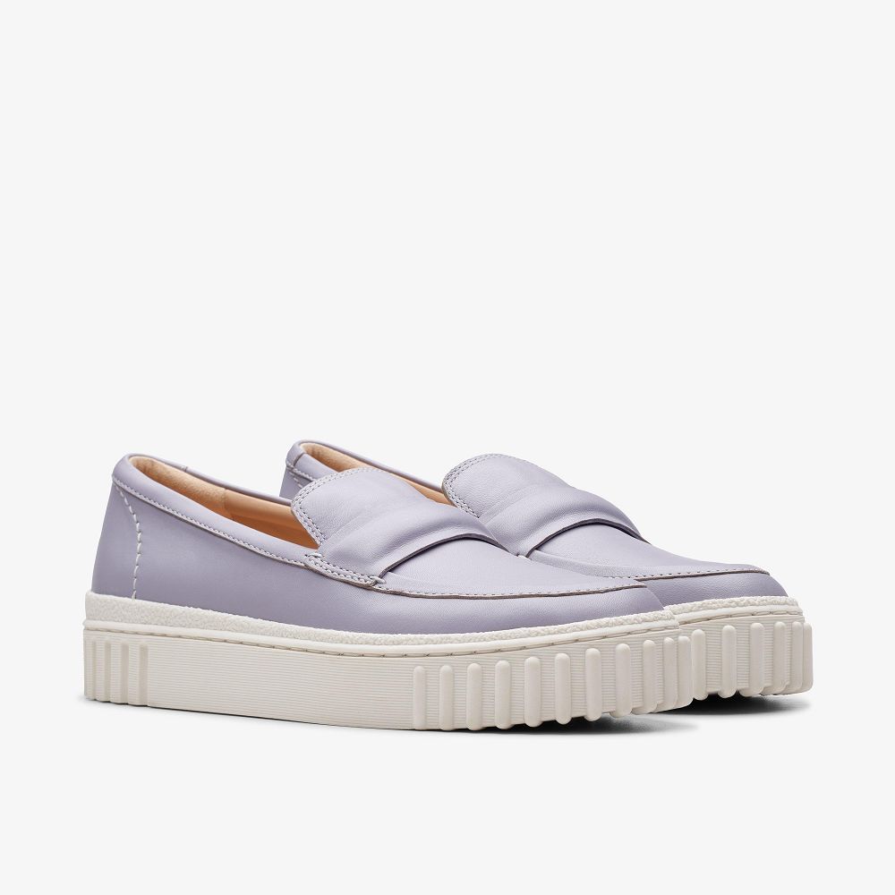 Lilac Leather Clarks Mayhill Cove Women Loafers | 0159WETPJ