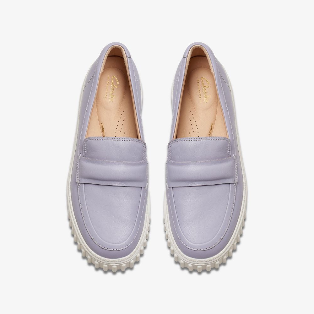 Lilac Leather Clarks Mayhill Cove Women Loafers | 0159WETPJ