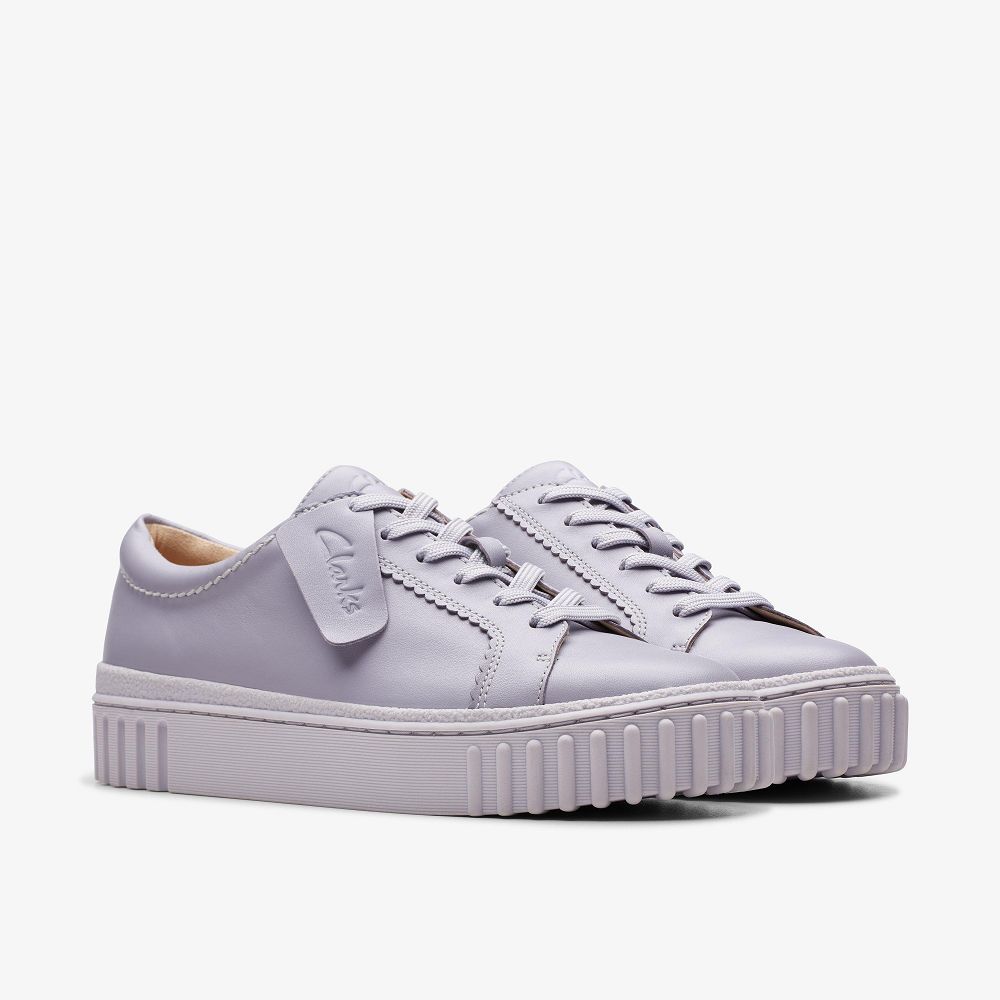 Lilac Leather Clarks Mayhill Walk Women Sneakers | 6158KRIGX