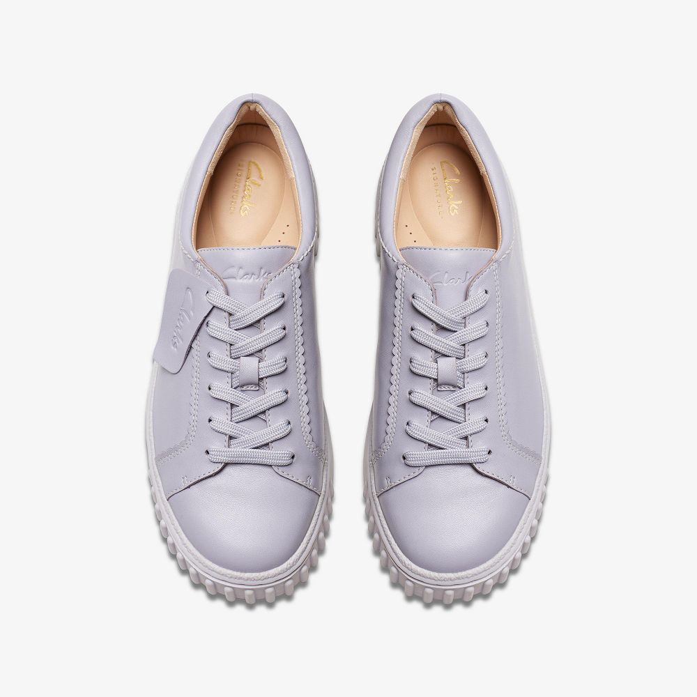 Lilac Leather Clarks Mayhill Walk Women Sneakers | 6158KRIGX