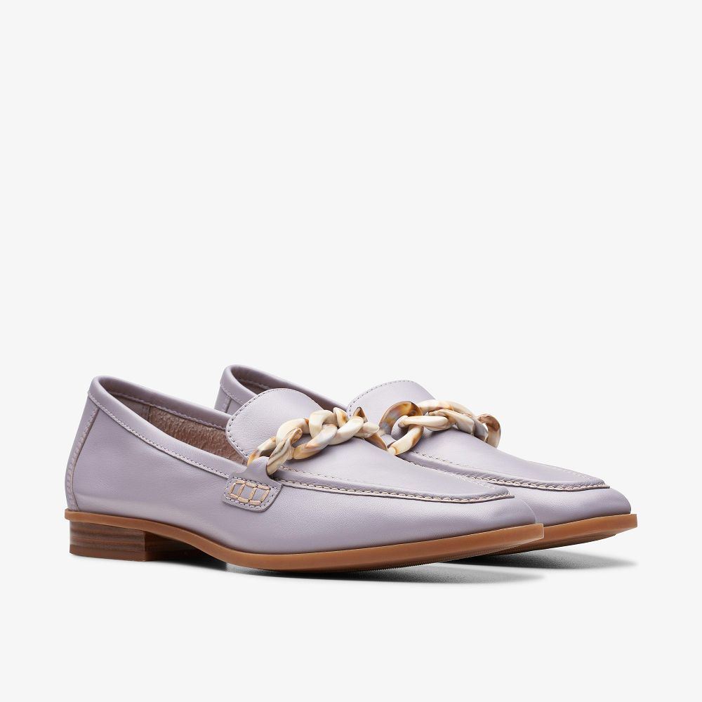 Lilac Leather Clarks Sarafyna Iris Women Loafers | 1689AENWD