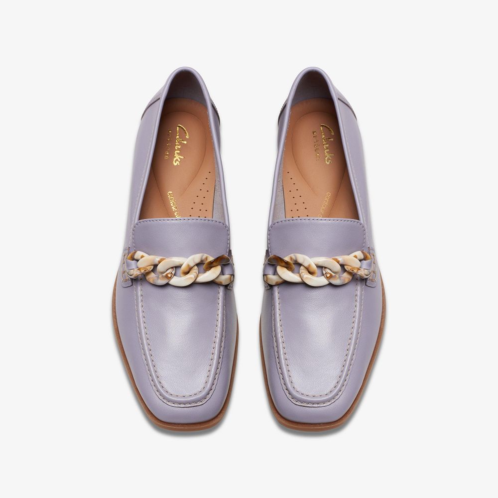 Lilac Leather Clarks Sarafyna Iris Women Loafers | 1689AENWD