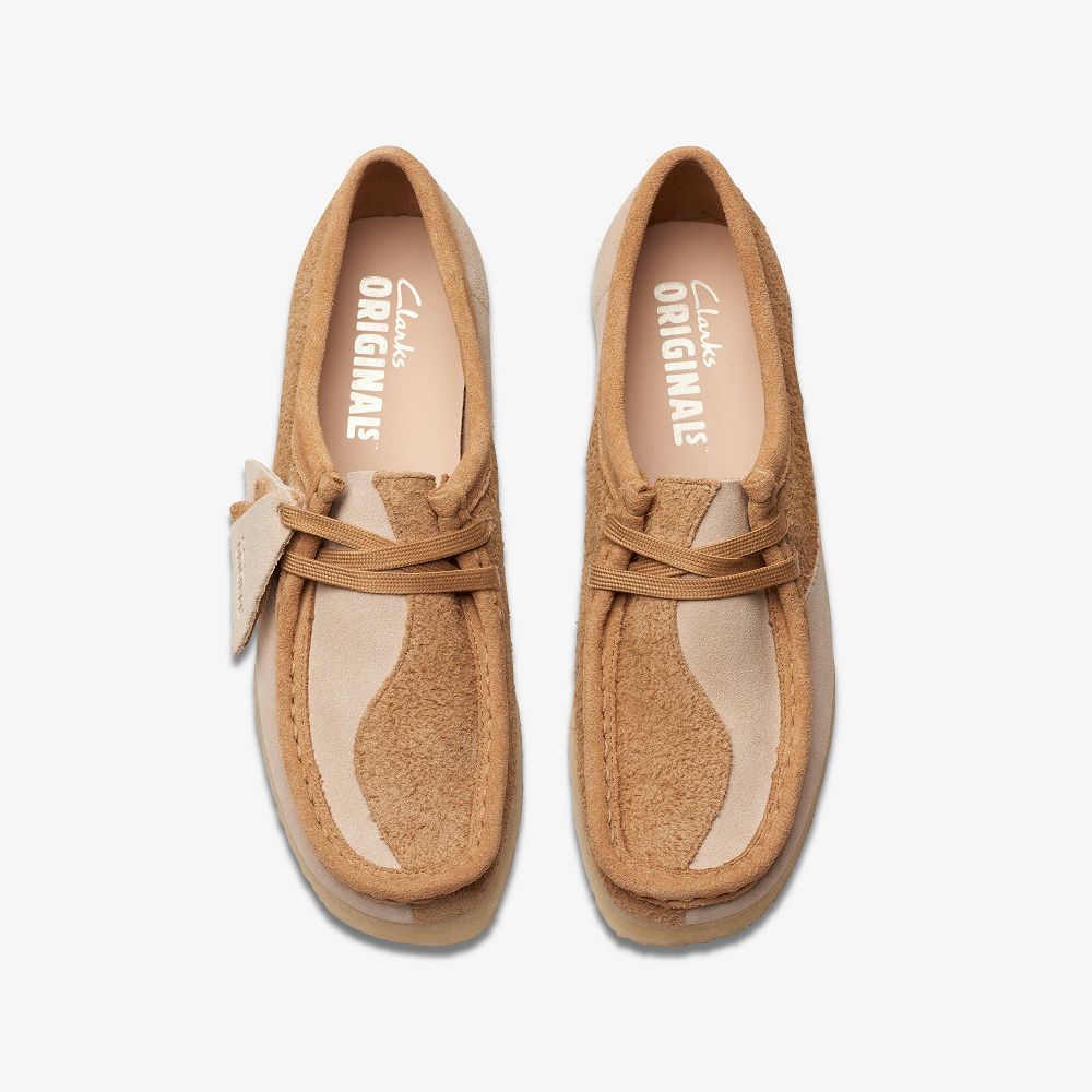 Mid Tan Combination Clarks Wallabee Women Loafers | 9617OXSKQ