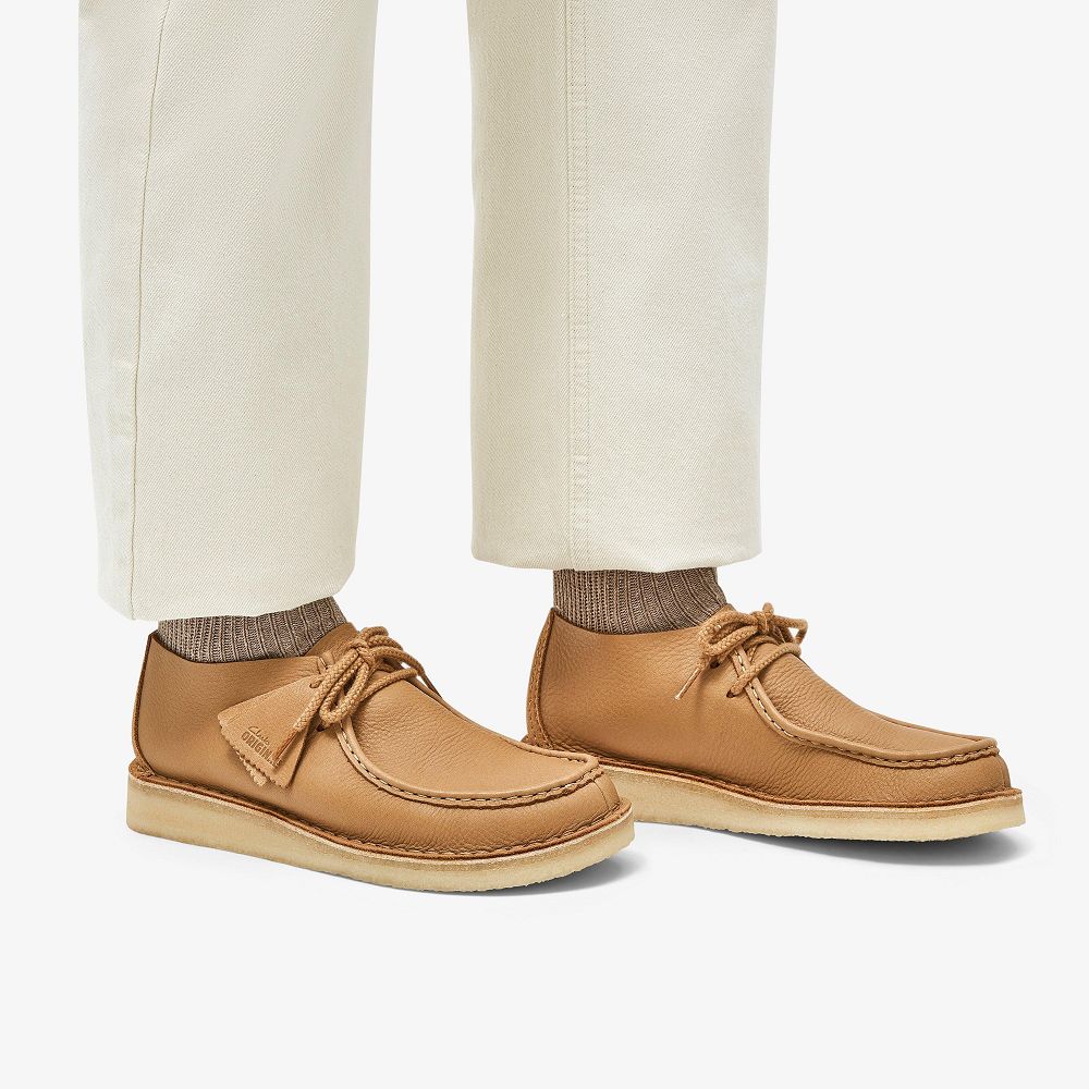 Mid Tan Leather Clarks Desert Nomad Men Moccasins | 0469PRDLI