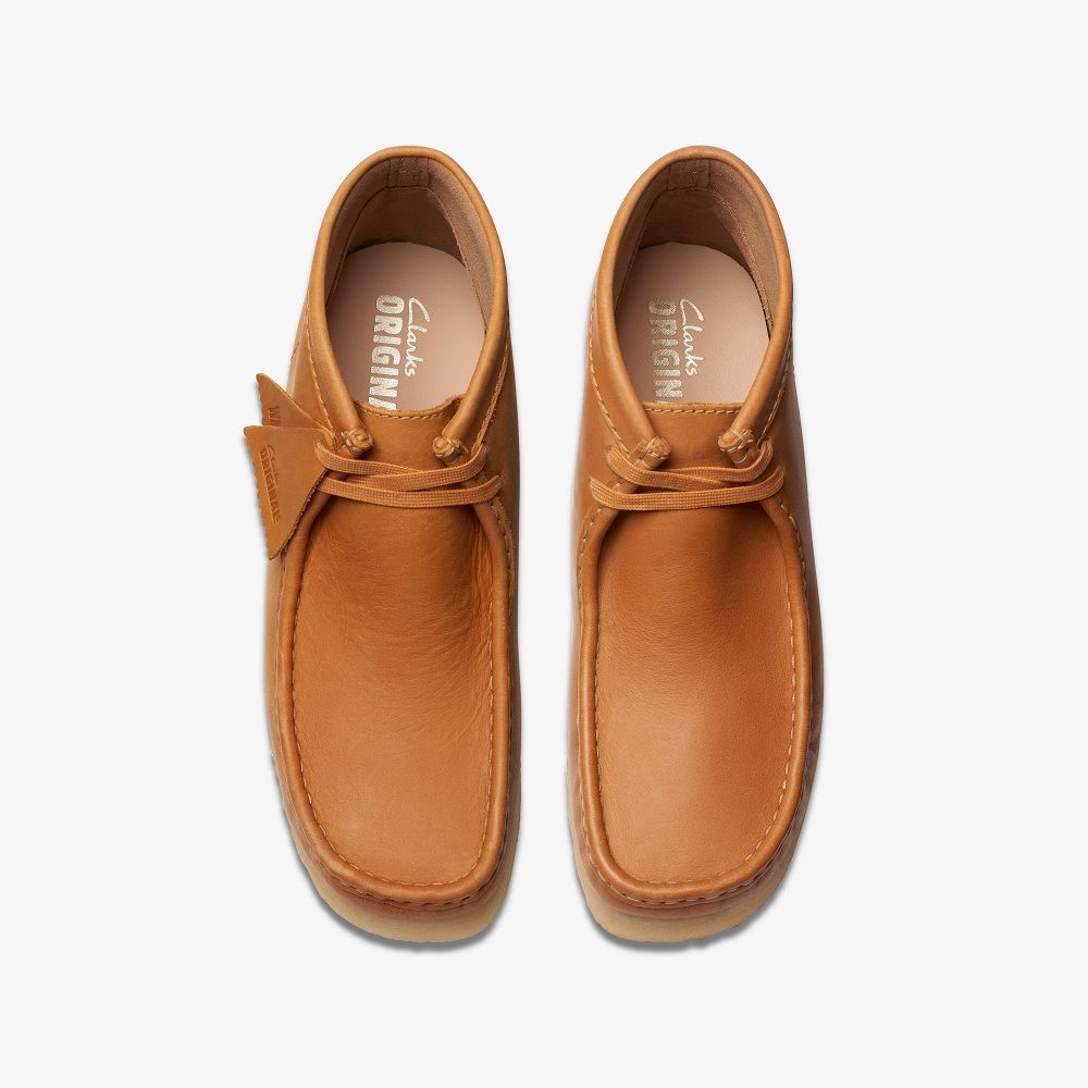 Mid Tan Leather Clarks Wallabee Men Boots | 8370SPEVC