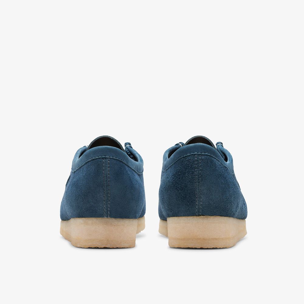 Navy/Teal Suede Clarks Wallabee Men Loafers | 0176MBXOD