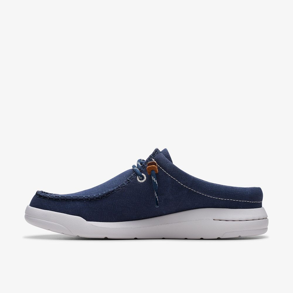 Navy Canvas Clarks Driftlite Surf Men Boat Shoes | 6702UNLVO