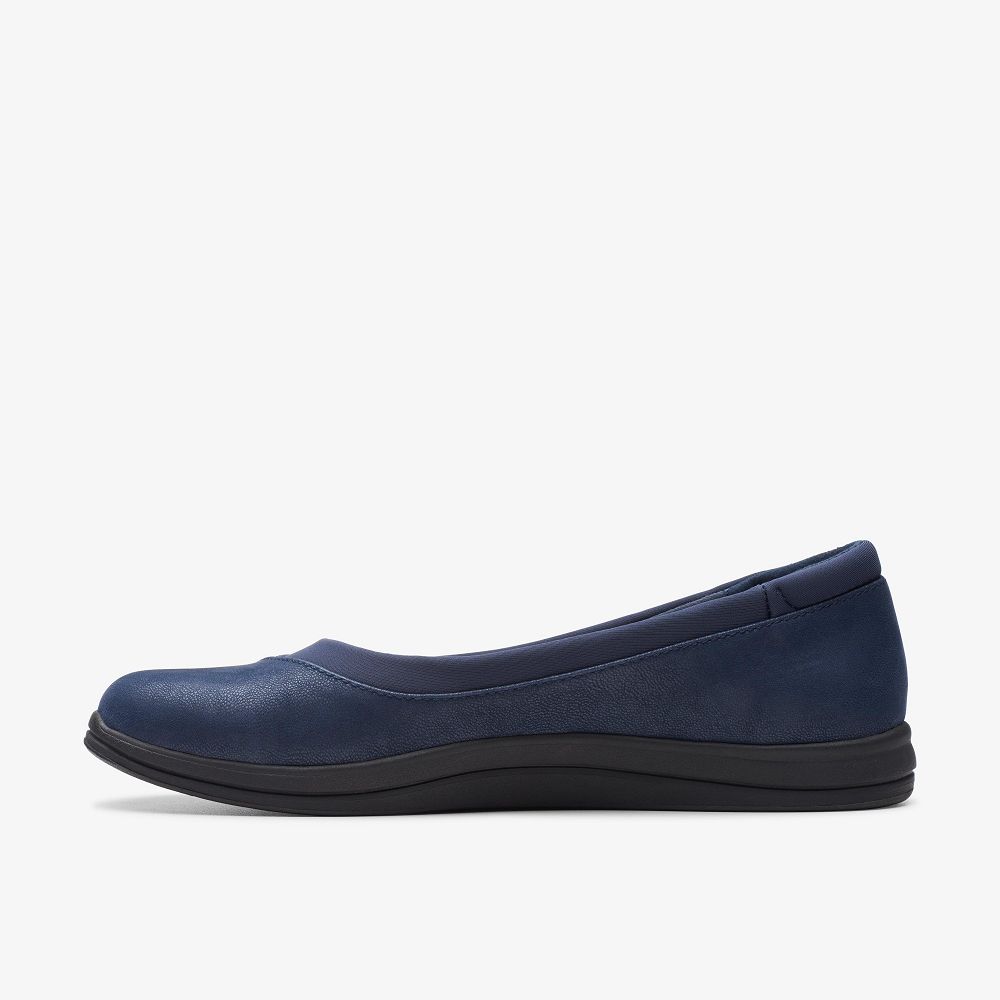 Navy Clarks Breeze Ayla Women Ballet Flats | 0169ACPOR