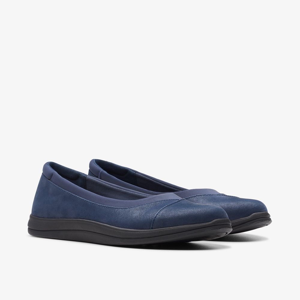 Navy Clarks Breeze Ayla Women Ballet Flats | 0169ACPOR