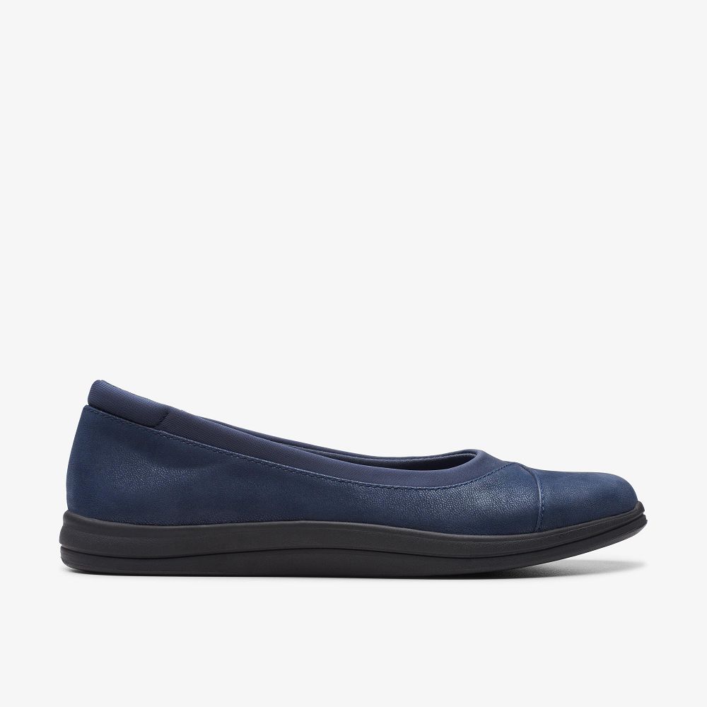 Navy Clarks Breeze Ayla Women Ballet Flats | 0169ACPOR