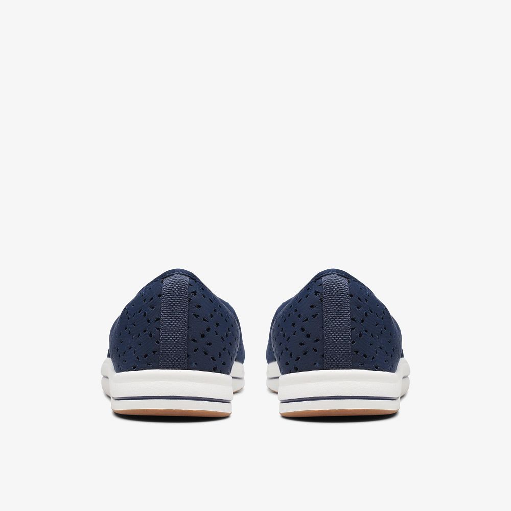 Navy Clarks Breeze Emily Women Slip-Ons | 7938OPYCQ