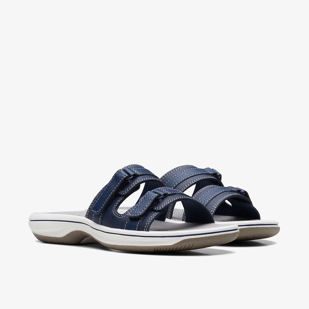 Navy Clarks Breeze Piper Women Sandals | 7615QDTLO