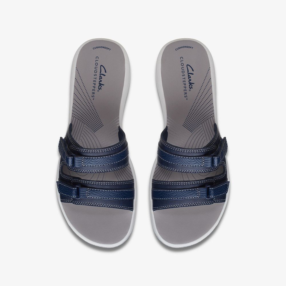 Navy Clarks Breeze Piper Women Sandals | 7615QDTLO