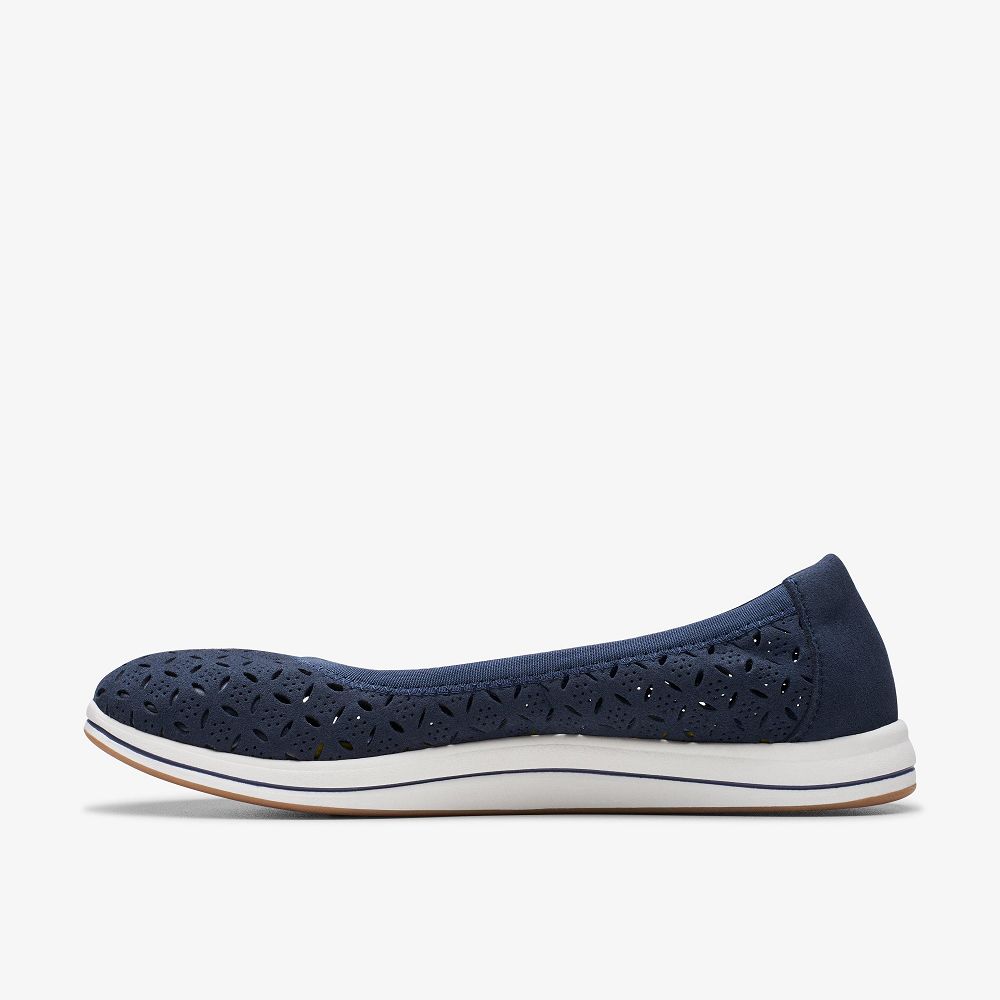 Navy Clarks Breeze Roam Women Slip-Ons | 5879YONKM