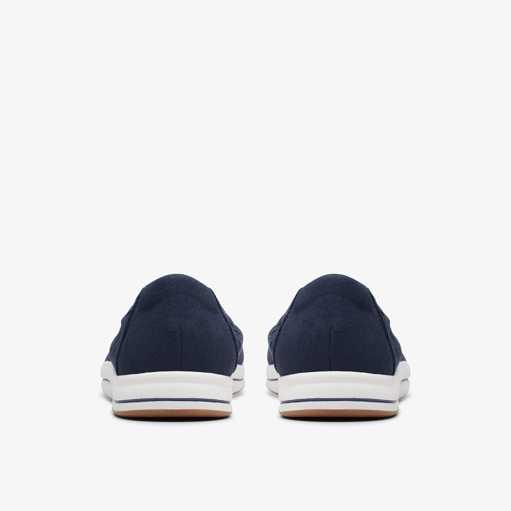 Navy Clarks Breeze Roam Women Slip-Ons | 5879YONKM