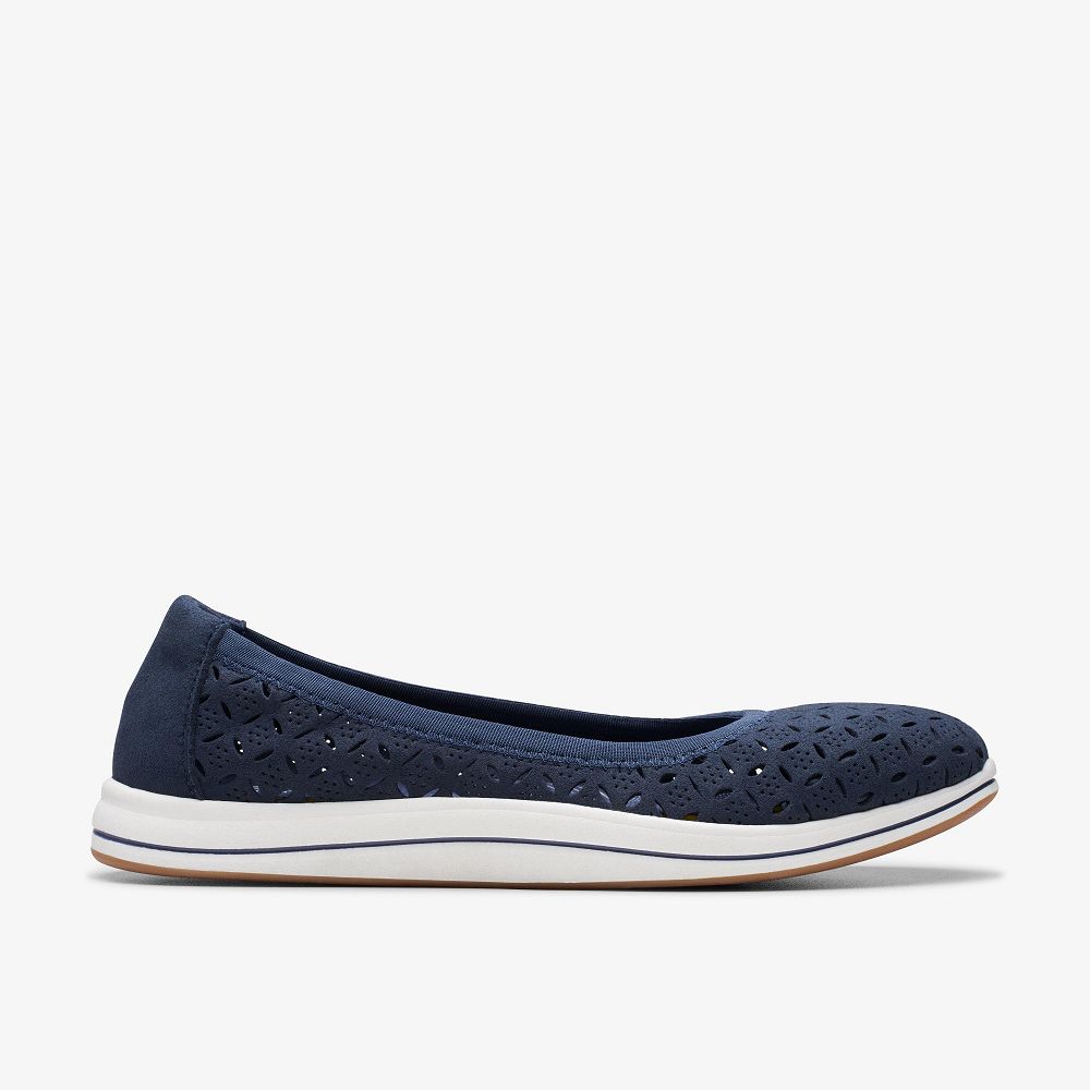 Navy Clarks Breeze Roam Women Slip-Ons | 5879YONKM