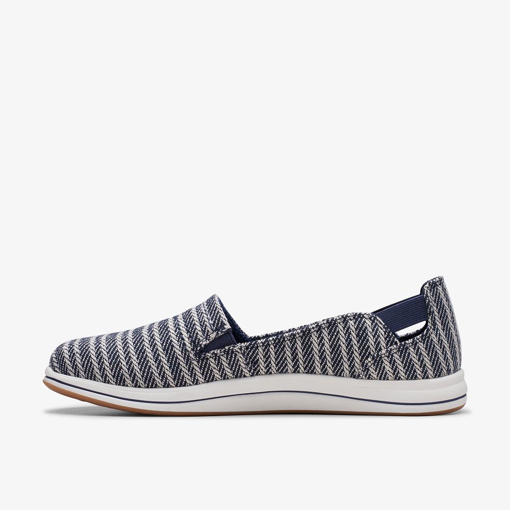 Navy Clarks Breeze Step II Women Slip-Ons | 5479AQSGN