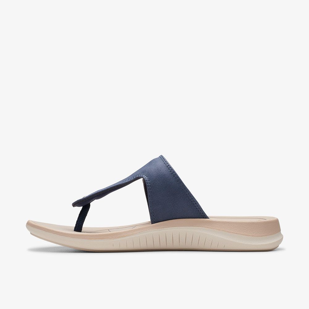 Navy Clarks Glide Walk Women Sandals | 5462UDXFN