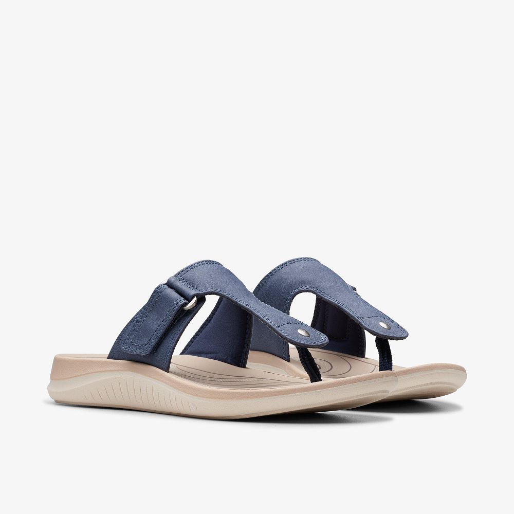 Navy Clarks Glide Walk Women Sandals | 5462UDXFN