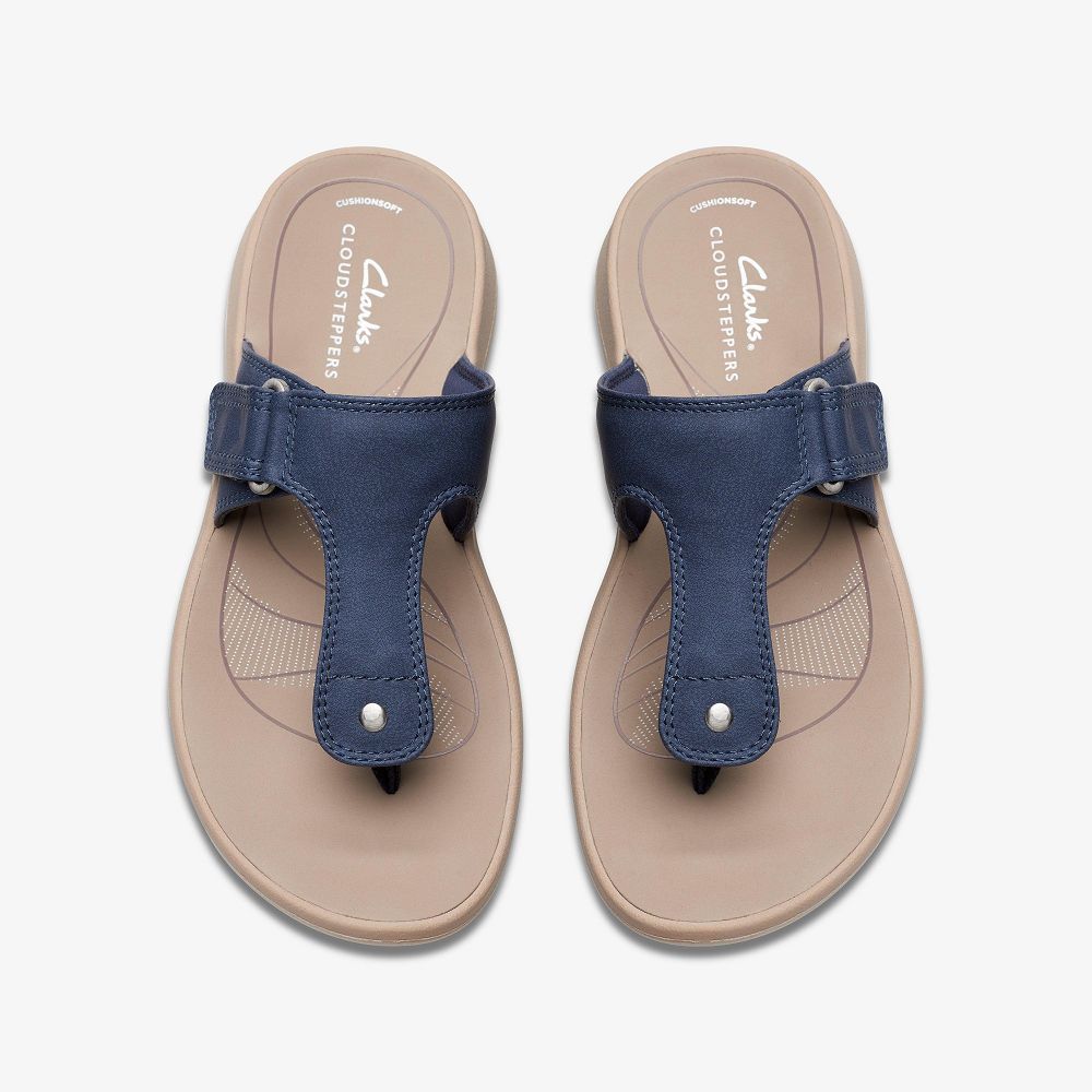 Navy Clarks Glide Walk Women Sandals | 5462UDXFN