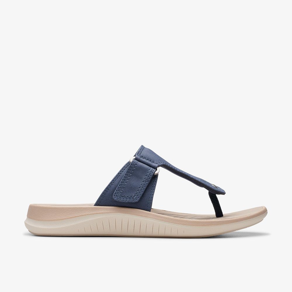 Navy Clarks Glide Walk Women Sandals | 5462UDXFN