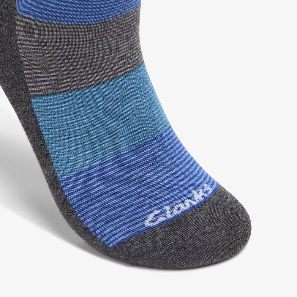 Navy Clarks Multi Thin Stripe Bamboo Men Socks | 6851LBRTU