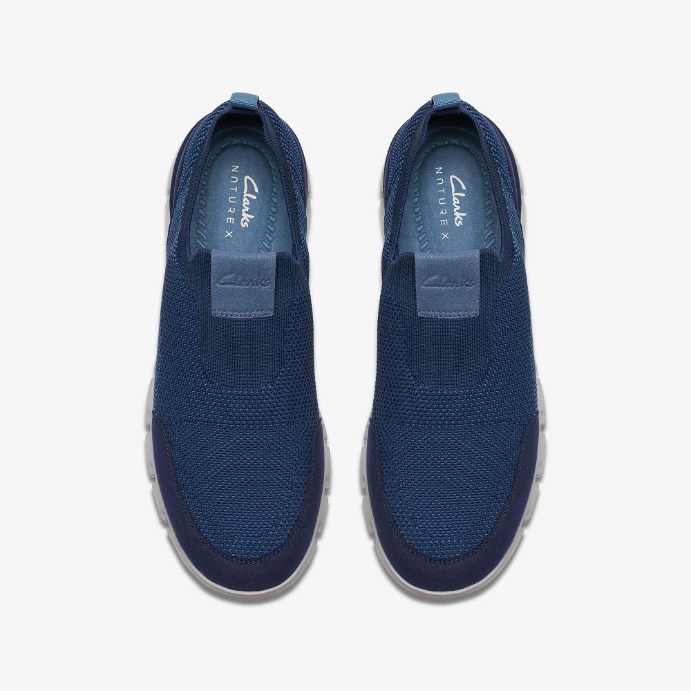 Navy Clarks Nature X Ease Men Sneakers | 2638AYOSM