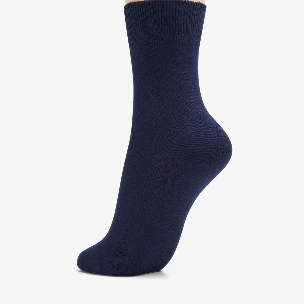 Navy Clarks Solid Dress Crew Women Socks | 3182XGSPD