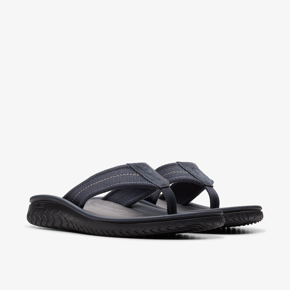 Navy Clarks Wesley Men Sandals | 9831UITKC